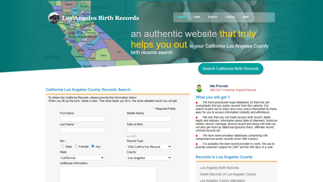 Los Angeles County Birth Records. Public Records ...